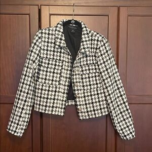 Rachel Zoe Black and White Tweed waist length blazer NWOT